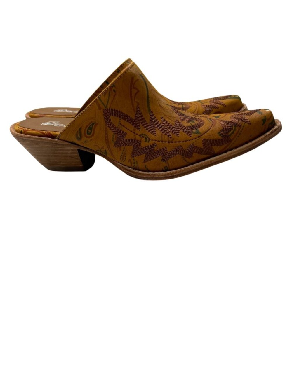 Dan Post Women's Western Embroidered Mule Tooled Floral Leather Size 8